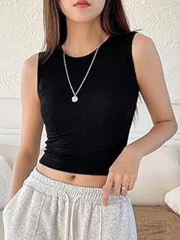 SheIn DAZY Solid Crop Tank Top, M1667338, Black, M: Buy